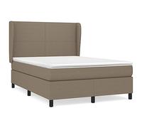 Yisssmeng Letto a molle con materasso, tortora, 140 x 190 cm, testa in tessuto, regolabile in altezza, con molle insacchettate, durezza media, per camera da letto, camera degli ospiti