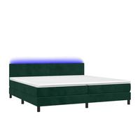 Yisssmeng Letto a molle Dark Green 200 x 200 cm con LED, velluto, testiera regolabile in altezza, materassi a molle insacchettate e topper, design moderno per camera da letto e camera degli ospiti