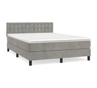 Yisssmeng Letto a molle grigio chiaro velluto 140 x 190 cm con molle insacchettate, materasso e topper, design moderno, testiera regolabile in altezza, per camera da letto, camera degli ospiti e