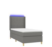 Yisssmeng Letto a molle grigio scuro 100 x 200 cm con materasso e LED, rivestimento in tessuto traspirante, testiera regolabile, letto singolo per camera dei ragazzi, ospiti o camera da letto