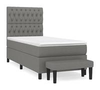 Yisssmeng Letto a molle, grigio scuro, 100 x 200 cm, con materasso e panchina, moderno letto degli ospiti, set completo per camera da letto o camera dei ragazzi