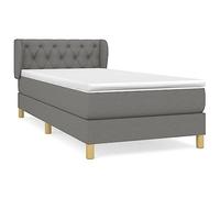 Yisssmeng Letto a molle, grigio scuro, 80 x 200 cm, con materasso e topper, con molle insacchettate, media durezza, altezza regolabile, per camera da letto, camera degli ospiti, camera dei ragazzi