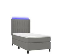 Yisssmeng Letto a molle, grigio scuro, 90 x 190 cm, con materasso a molle insacchettate, testiera regolabile in altezza e LED RGB da 55 cm, per camera dei ragazzi e degli ospiti, tessuto traspirante
