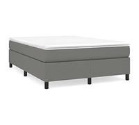 Yisssmeng Letto a molle grigio scuro tessuto 140 x 200 cm con materasso e topper, supporto medio, design moderno e materiali durevoli per camera da letto, camera degli ospiti, camera dei ragazzi