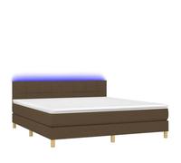 Yisssmeng Letto a molle marrone scuro, 160 x 200 cm, letto matrimoniale a LED, set completo con materasso e topper, moderno letto in tessuto per camera da letto