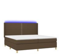 Yisssmeng Letto a molle marrone scuro, 200 x 200 cm, con materasso a LED e topper, moderno letto matrimoniale per camera da letto, camera degli ospiti e camera dei ragazzi
