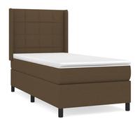 Yisssmeng Letto a molle, marrone scuro, 90 x 190 cm, con materasso a molle insacchettate e topper, testiera regolabile in altezza, moderno letto singolo, robusto legno di larice per camera dei ragazzi