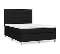 Yisssmeng Letto a molle, nero, 140 x 190 cm, in tessuto con materasso e topper, testiera moderna, regolabile in altezza, superficie media, per camera dei ragazzi e degli ospiti, divano letto per