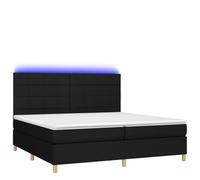 Yisssmeng Letto a molle, nero, 200 x 200 cm, con materasso, testiera a LED, regolabile in altezza, moderno letto matrimoniale tutto l'anno, per camera da letto e camera degli ospiti