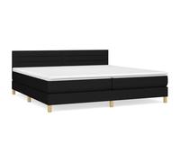 Yisssmeng Letto a molle nero 200 x 200 cm rivestimento in tessuto con materasso e topper, comodo letto matrimoniale per un sonno riposante, design moderno per camera da letto