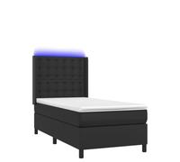 Yisssmeng Letto a molle nero 80 x 200 cm ecopelle con LED e materasso per camera dei ragazzi, camera degli ospiti, design moderno e comodo comfort durante il sonno