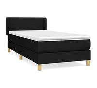 Yisssmeng Letto a molle nero, 90 x 190 cm, con materasso e topper, testiera regolabile in altezza, letto singolo imbottito, design moderno, per camera dei ragazzi, camera degli ospiti e piccoli spazi