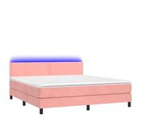 Yisssmeng Letto a molle rosa, 160 x 200 cm, testiera a LED, regolabile in altezza, con materasso a molle insacchettate e topper, design moderno, per camera da letto, camera degli ospiti, camera dei