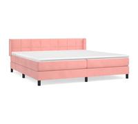 Yisssmeng Letto a molle rosa, 200 x 200 cm, in velluto con materassi e topper, testiera regolabile in altezza, per camera da letto, camera dei ragazzi