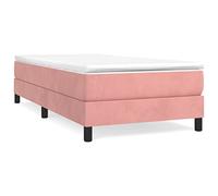 Yisssmeng Letto a molle rosa 90 x 190 cm velluto singolo con materasso e topper per camera da letto, camera degli ospiti, camera dei ragazzi