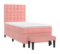 Yisssmeng Letto a molle rosa, 90 x 200 cm, in velluto, con materasso a molle insacchettate e testiera regolabile in altezza, design moderno, per camera dei ragazzi, camera da letto, sala ospiti