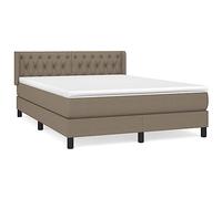 Yisssmeng Letto a molle, tortora, 140 x 190 cm, con materasso e topper, comfort per dormire in tessuto e legno di larice, design moderno per camera da letto, camera degli ospiti, camera dei ragazzi