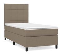 Yisssmeng Letto a molle, tortora, 80 x 200 cm, con materasso e topper, struttura in tessuto resistente, testiera regolabile in altezza, materasso a molle insacchettate di media durezza, camera dei