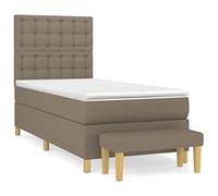 Yisssmeng Letto a molle, tortora E, 80 x 200 cm, con materasso e panchina, robusto letto per gli ospiti in tessuto per camera da letto, camera dei ragazzi o camera degli ospiti