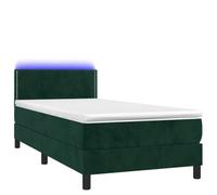 Yisssmeng Letto a molle, verde scuro, 100 x 200 cm, con materasso e LED che cambia colore, per camera da letto, camera dei ragazzi, design moderno in velluto, per un sonno confortevole
