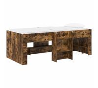 Yisssmeng Letto a soppalco con scala, letto a soppalco in legno per la camera dei ragazzi, telaio stabile per materassi 80 x 200 cm, rovere affumicato, 203 x 101,1 x 68,5 cm