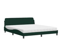 Yisssmeng Letto con materasso 180 x 200 cm Dover, letto imbottito verde scuro in velluto, design letto matrimoniale con materasso in schiuma H2/H3 e design a onde per camera da letto