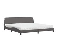 Yisssmeng Letto con materasso Dover 200 x 200 cm ecopelle grigio moderno design a onde matrimoniale con schiuma PU 22D H2/H3 durevole telaio letto per camera da letto camera degli ospiti