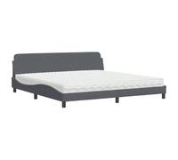 Yisssmeng Letto con materasso Dover 200 x 200 cm grigio scuro velluto moderno design ondulato H2/H3 confortevole materasso da sogno per camera da letto dei ragazzi camera degli ospiti