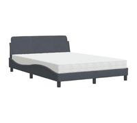 Yisssmeng Letto con materasso Dover grigio scuro 120 x 200 cm velluto singolo moderno design ondulato H2/H3 a scelta per camera dei ragazzi, camera degli ospiti, camera da letto