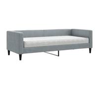 Yisssmeng Letto giornaliero 80 x 200 cm, grigio chiaro con materasso in schiuma, divano letto salvaspazio in tessuto e legno massello, robusto divano letto per camera degli ospiti, camera dei ragazzi