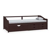Yisssmeng Letto giornaliero a 3 posti, in legno di pino 90 x 200 cm, marrone scuro con 5 cassetti, moderno divano letto per ospiti, divano letto robusto, per soggiorno, camera dei ragazzi, camera da