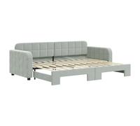 Yisssmeng Letto giornaliero allungabile grigio chiaro 80 x 200 cm velluto 2 in 1 divano letto con scatola a rotelle in legno massello metallo telaio giorno+notte divano letto per soggiorno camera da