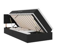Yisssmeng Letto imbottito, 100 x 200 cm, con materasso e topper, letto con contenitore e funzione di sollevamento idraulico, letto singolo in velluto nero, per camera da letto