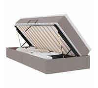 Yisssmeng Letto imbottito 90 x 190 cm con materasso e topper, letto portaoggetti con contenitore idraulico, letto singolo con rete a doghe e telaio in metallo per camera da letto, tortora
