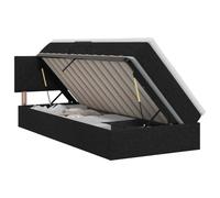 Yisssmeng Letto imbottito con materasso e topper, 90 x 200 cm, nero | Moderno letto singolo per camera da letto con pratico pistone a gas per uno spazio aggiuntivo sotto il telaio.