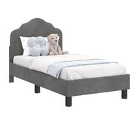 Yisssmeng Letto imbottito da 70 x 140 cm, struttura per letto singolo in velluto grigio scuro, moderna struttura per letto con testiera e rete a doghe, per camera degli ospiti e piccoli spazi, portata