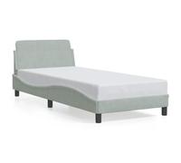 Yisssmeng Letto imbottito Dover 90 x 190 cm, struttura letto con testiera in velluto, letto singolo moderno a forma di onde per camera da letto, grigio chiaro, rete a doghe inclusa