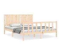 Yisssmeng Letto in legno massello, 160 x 200 cm, non trattato con testiera, stabile e durevole, per camera da letto, camera degli ospiti, camera dei ragazzi