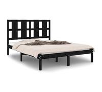 Yisssmeng Letto in legno massiccio, 140 x 190 cm, nero in pino, design moderno e robustezza, per camera da letto e camera degli ospiti