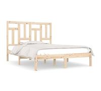 Yisssmeng Letto in legno massiccio, 140 x 200 cm, non trattato con testiera decorativa, design moderno, robusto e stabile, struttura moderna per camera da letto, camera dei ragazzi, camera degli