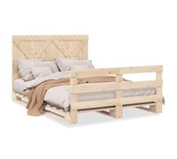 Yisssmeng Letto in legno massiccio, 140 x 200 cm, non trattato con testiera e rete a doghe, robusto telaio del letto, design moderno, per camera da letto, camera degli ospiti, camera dei ragazzi