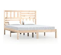 Yisssmeng Letto in legno massiccio, 150 x 200 cm, non trattato, testiera rustica, stabile, compatibile con camera da letto, camera degli ospiti, camera dei ragazzi