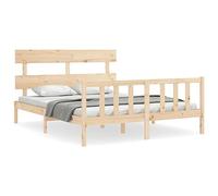 Yisssmeng Letto in legno massiccio 160 x 200 cm, non trattato con testiera e rete a doghe, robusto, singolo o letto matrimoniale per camera da letto, camera degli ospiti, camera dei ragazzi