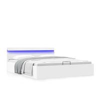 Yisssmeng Letto matrimoniale 160 x 200 cm con cassapanca LED in ecopelle bianca design moderno rete a doghe idrauliche spazio camera da letto completo per giovani ospiti adulti