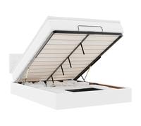 Yisssmeng Letto ottomano con materasso e topper, 140 x 190 cm, letto imbottito con vano portaoggetti e testiera, struttura del letto in ecopelle, cassapanca con meccanismo di sollevamento idraulico