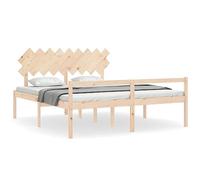 Yisssmeng Letto per anziani in legno massello 180 x 200 cm, con testiera e altezza di seduta elevata per una facile salita, per camera da letto e camera degli ospiti