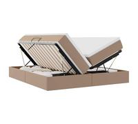 Yisssmeng Letto portaoggetti da 180 x 200 cm, con materasso e topper, moderno letto imbottito con rivestimento in ecopelle e cassettone, letto con sollevamento laterale idraulico e rete a doghe