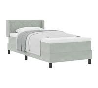Yisssmeng Letto singolo a molle, 100 x 200 cm, grigio chiaro, con materasso e topper in velluto, con testiera regolabile in altezza, letto completo per camera da letto e camera degli ospiti