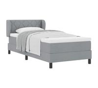 Yisssmeng Letto singolo a molle, 90 x 200 cm, con materasso e topper, letto imbottito con testiera regolabile, struttura in legno di pino, per camera da letto e camera degli ospiti, grigio chiaro