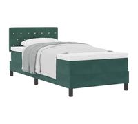Yisssmeng Letto singolo con materasso e topper, 100 x 200 cm, verde scuro, letto singolo in velluto con testiera regolabile in altezza e robusta rete a doghe per la camera da letto